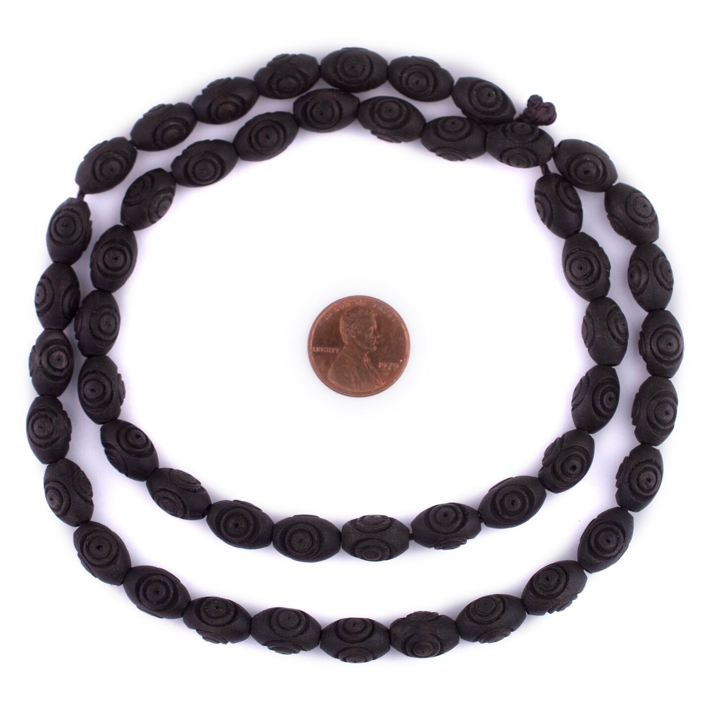 The Bead Chest Carved Vintage-Style Oval Olive Wood Beads from Bethlehem (12x8mm)