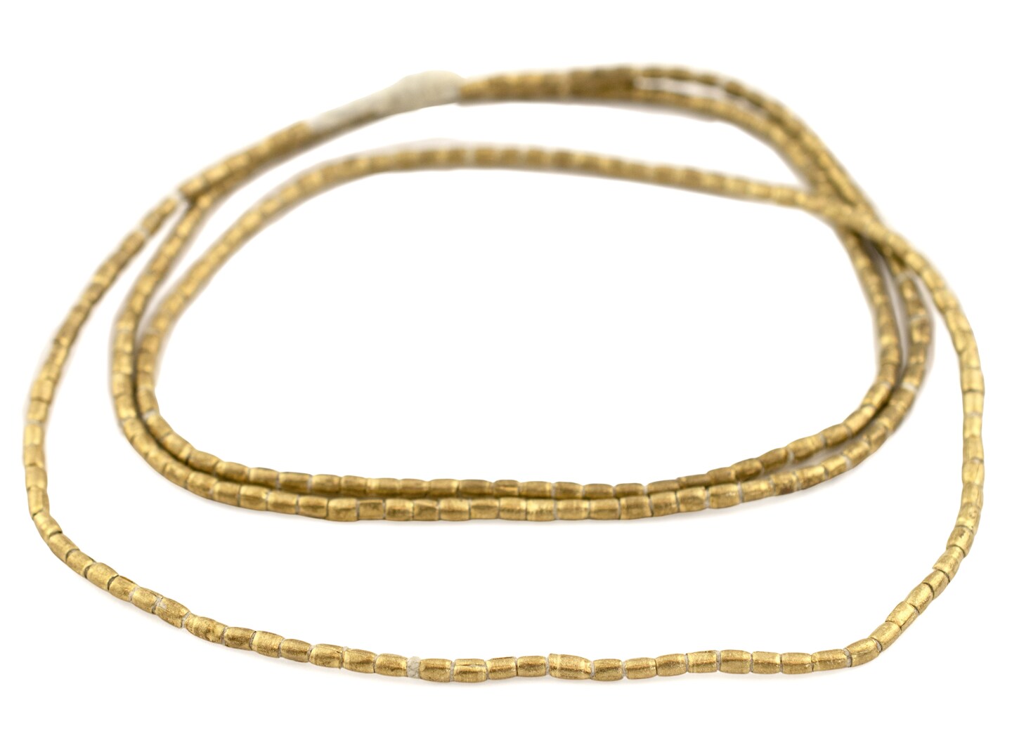 The Bead Chest Small Brass Tube Ethiopian Beads 3x2mm African 24-26 Inch Strand Handmade