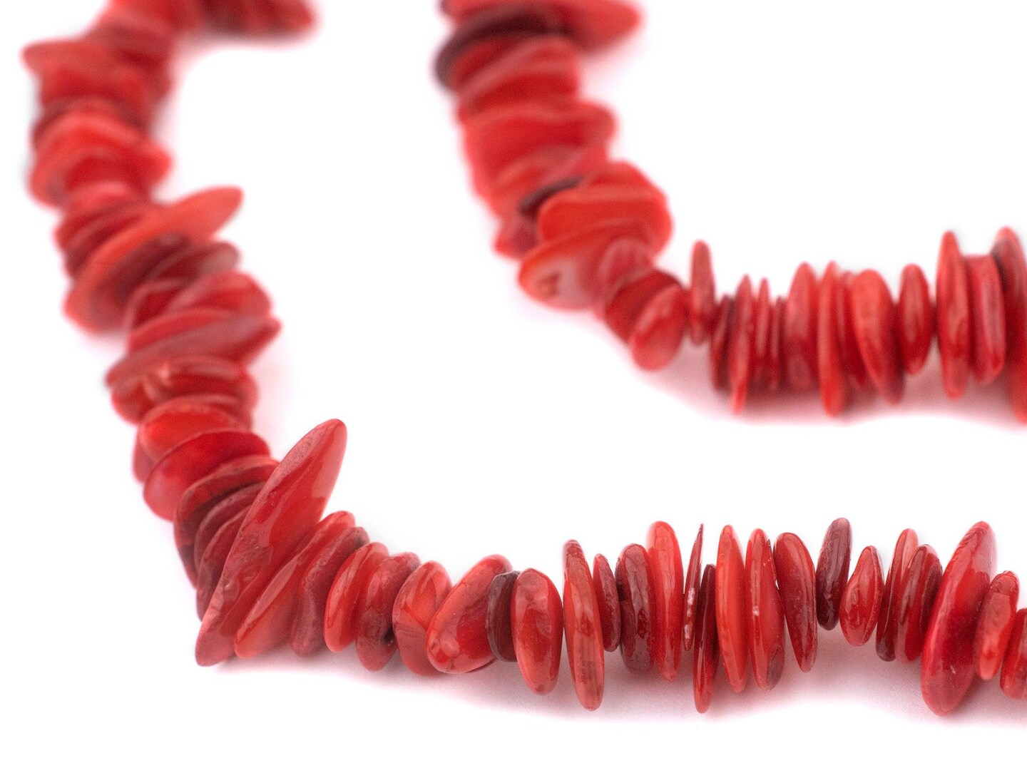 The Bead Chest Red Chip Shell Beads 12mm Chips 30 Inch Strand