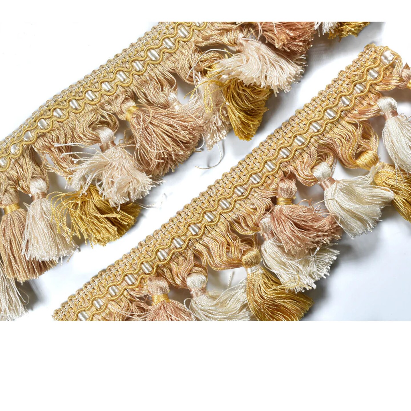 1 Yard Tri Color Tassel Trim Decorative Fringe for Curtains 36 Inch Width