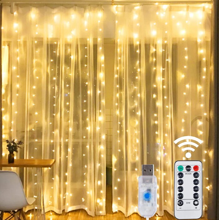 Colorful Rainbow Fairy String Curtain — USB Plug, Remote Control, 300 LEDs