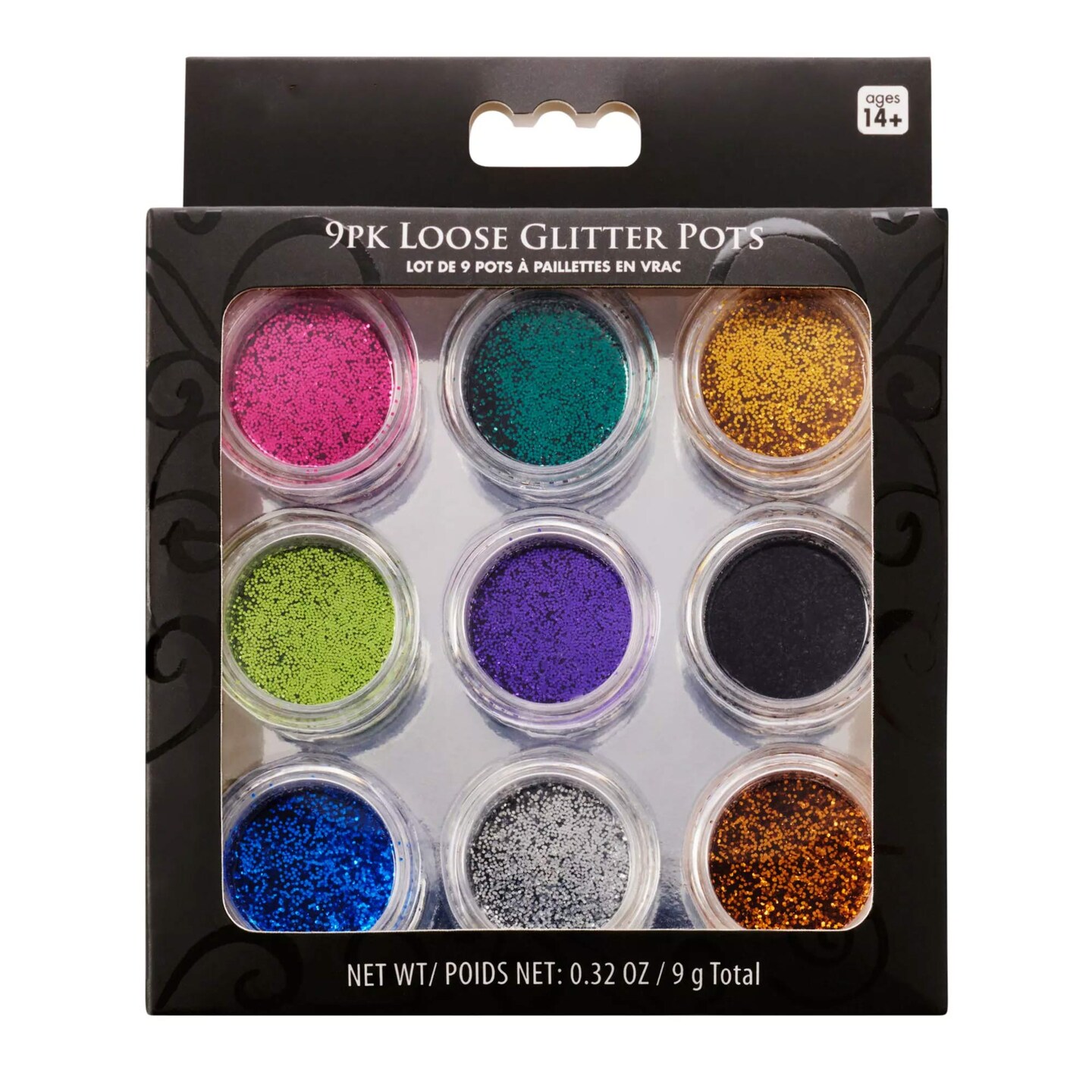 Loose Glitter Kit 9 Pack Cosmetic Glitter Set for Face, Body, Hair & Nail Art