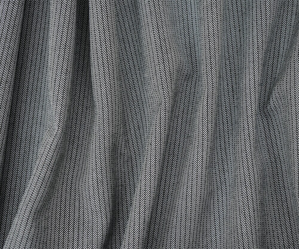 Black-White Polyester Wool Blend Striped Twill Woven Suiting Fabric By the Yard