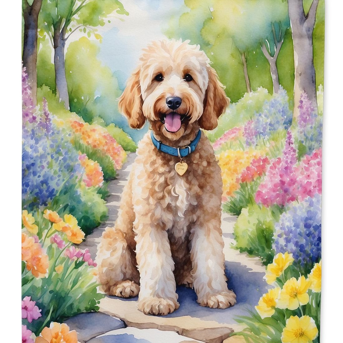 Edge Collections - 11.25" X 15.50" - Multicolor - Goldendoodle Spring Path Decorative Banner - 1 Piece