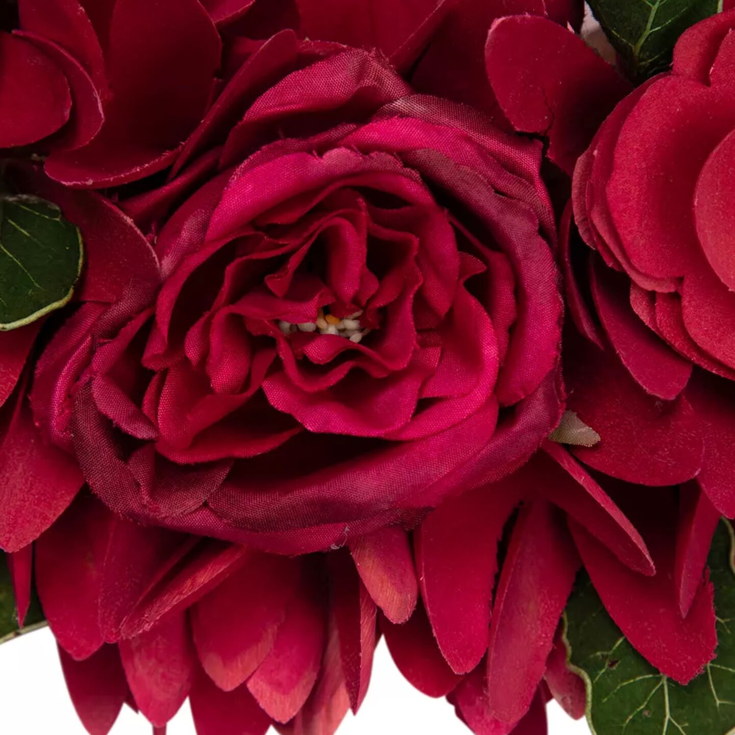 14" Rose Floral Wooden Wreath Artificial Spring Door Decoration