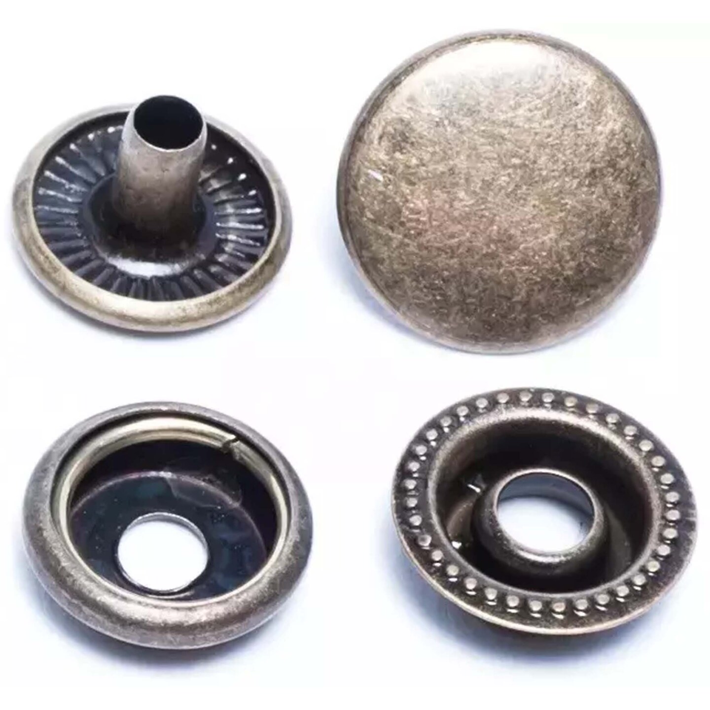 Double Cap Ring Snaps 4-Part Set Reversible Durable Fasteners 12.5mm 15mm