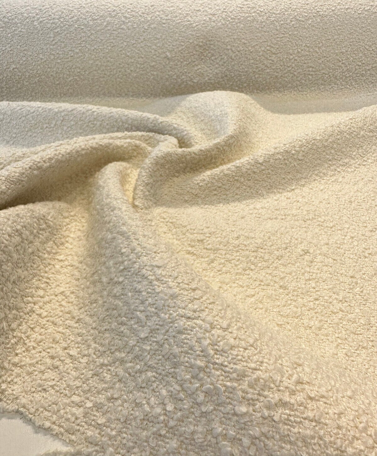 1 Yard Ivory Boucle Upholstery Fabric Soft Textured 54–56" Width 100% Polyester