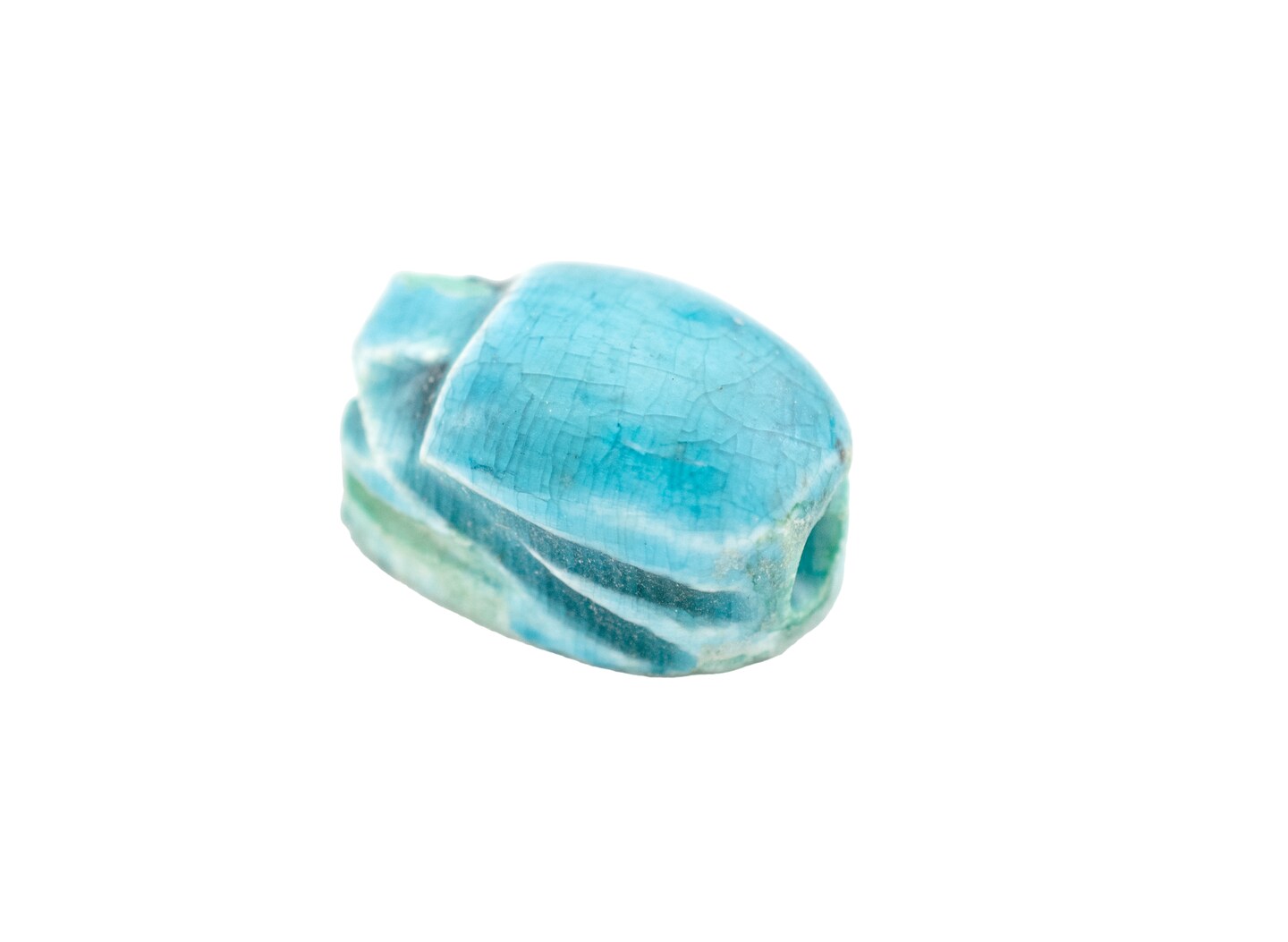 The Bead Chest Turquoise Egyptian Soapstone Scarab Beads 18x12mm Middle East Blue Tabular Clay Large Hole