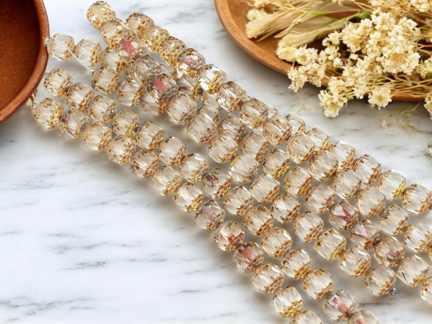 *15* 8mm Crystal Picasso Fire Polished Cathedral Beads