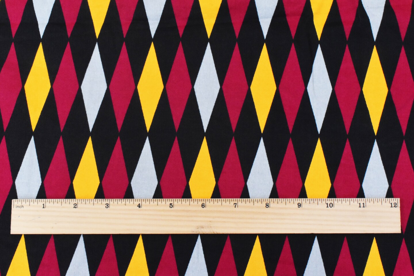 Red-Black-Multi Diamond Printed Stretch Cotton Spandex Twill Sateen Fabric By the Yard