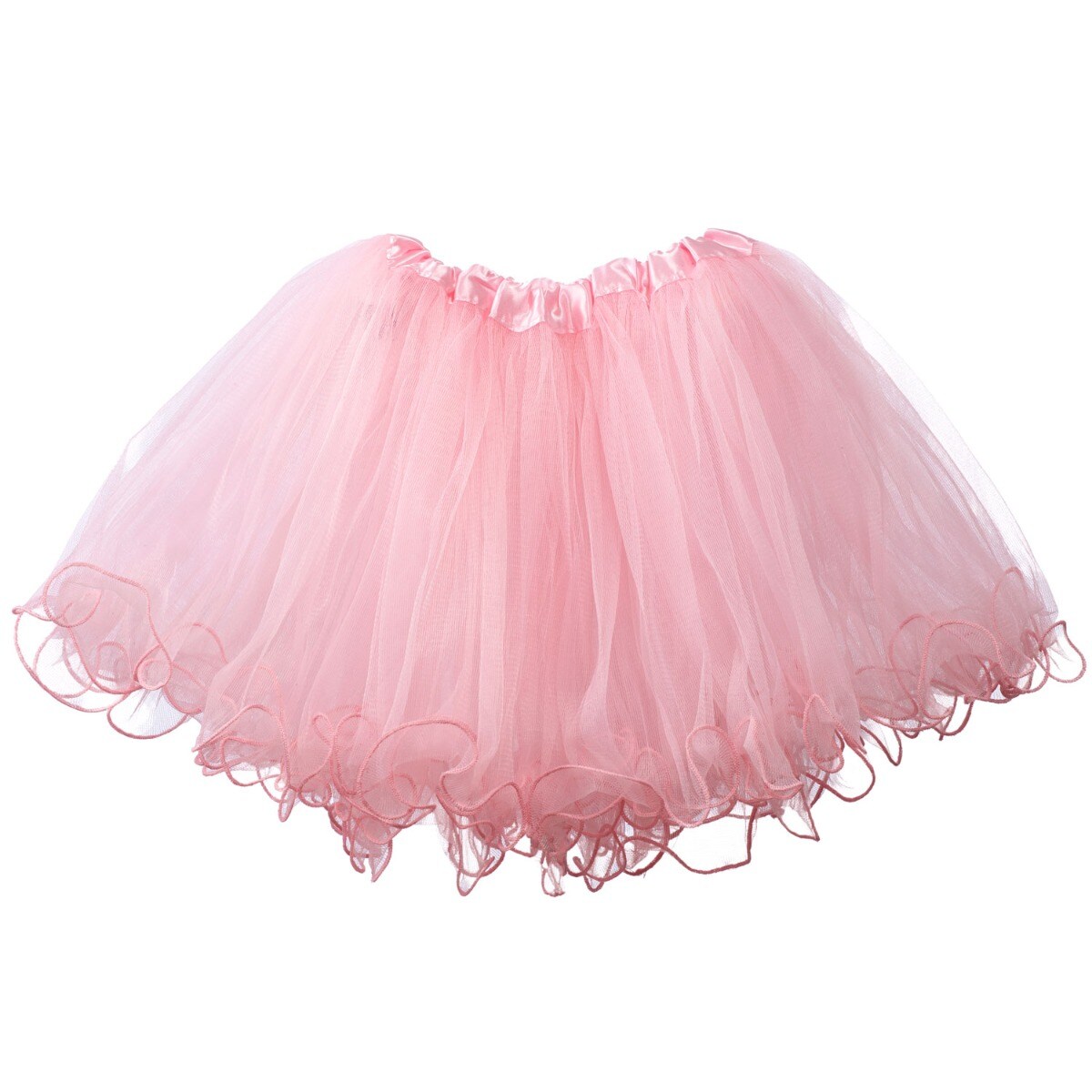 Little Girls Tutu Ruffle Edge 3-Layer Bubblegum Pink, Color