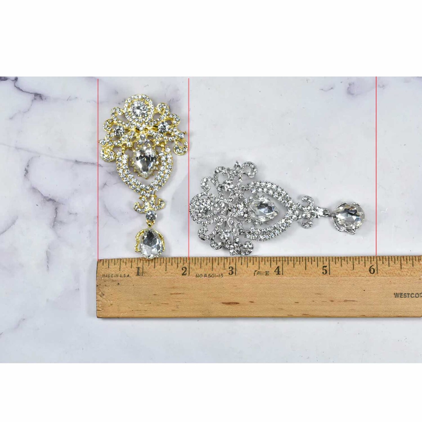 Large Silver Rhinestone Dangling Crown Brooch Pin Accessory for Dresses DIY 4 Inch