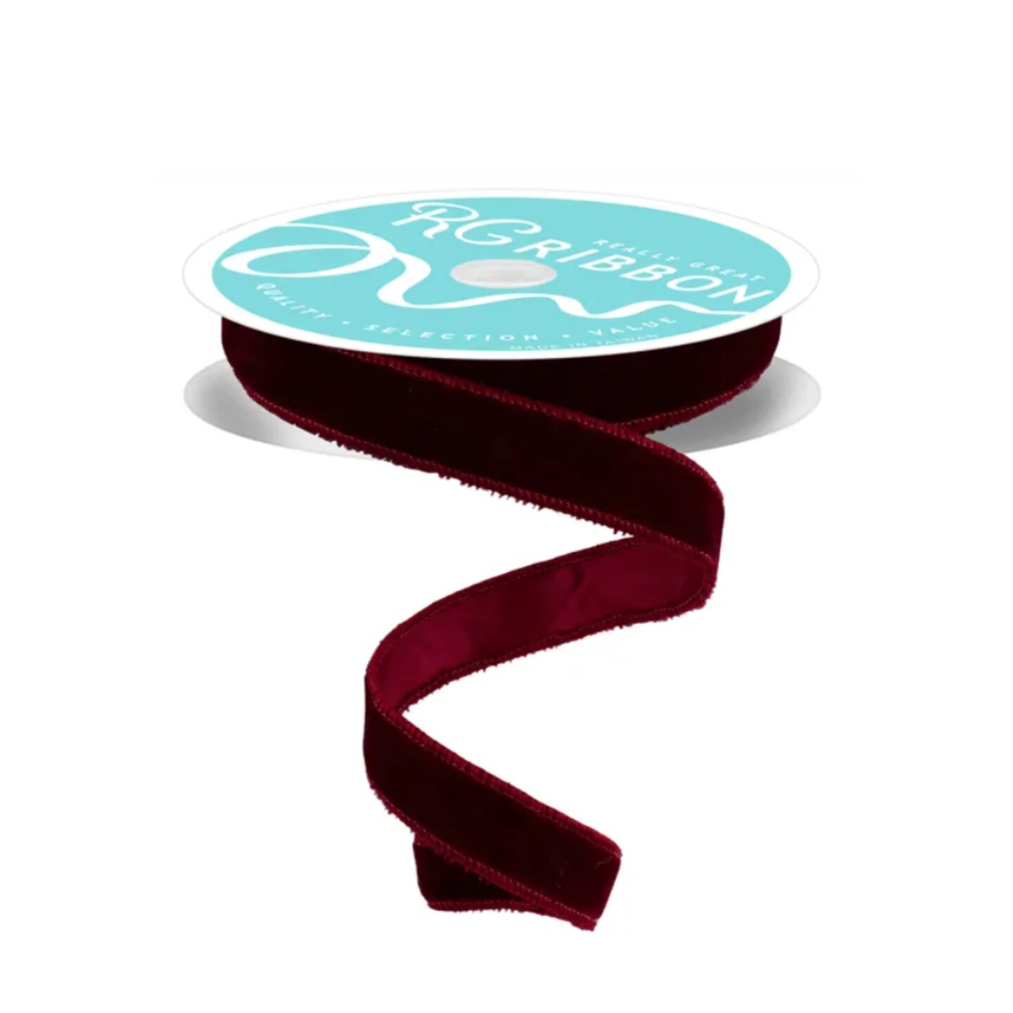 7/8"x10yd Burgundy Velvet Wired Ribbon – Satin Backing & Wired Edge-RGE765805