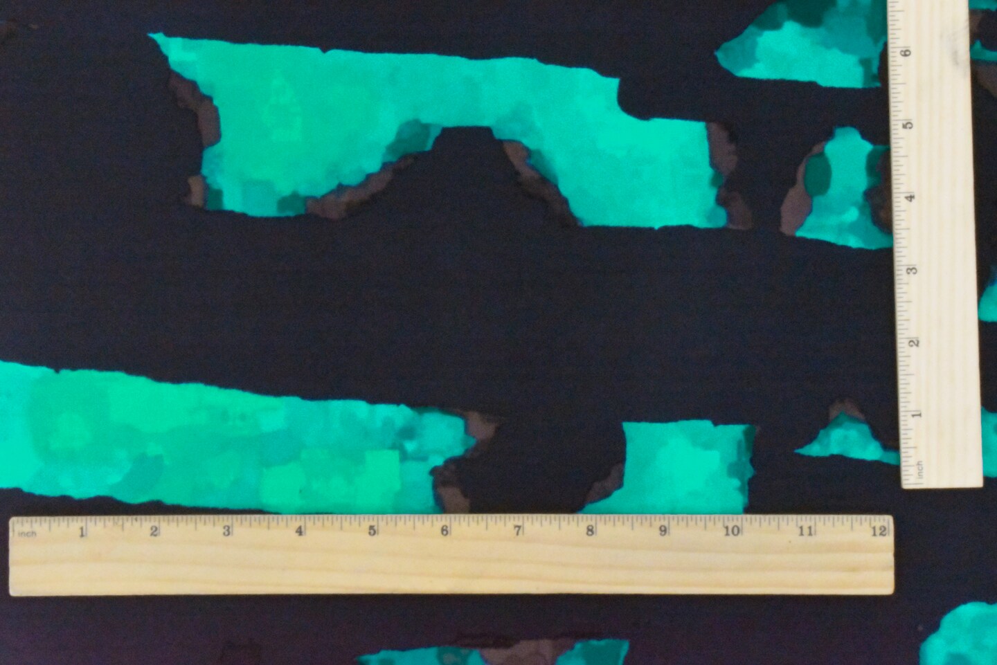 Turquoise-Black-Brown Abstract Printed Swimwear Stretch Tricot Knit Fabric By the Yard