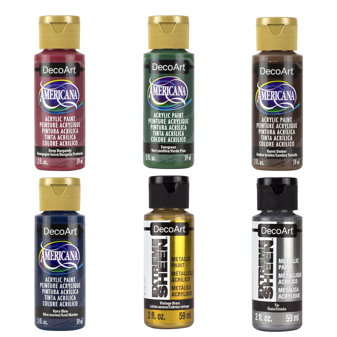 DecoArt Classic Christmas Paint Set, 6pc &#x2013; Americana Acrylics + Metallics for Holiday Crafts