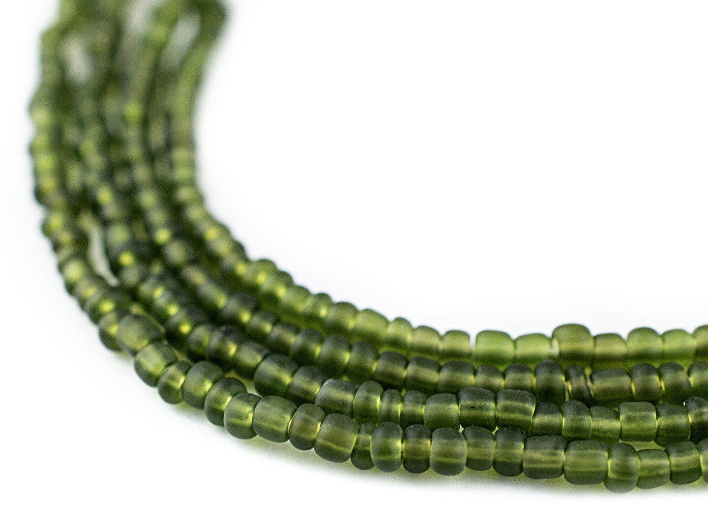 The Bead Chest Forest Green Matte Glass Seed Beads (3mm) - 24 inch Strand of Quality Glass Beads