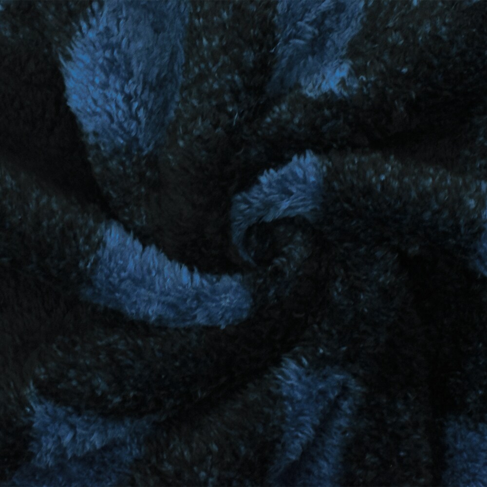 Blue-Black Check Printed Double Sided Sherpa Fleece Knit Fabric By the Yard