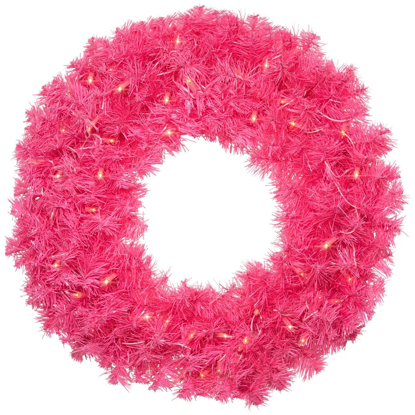 Northlight Pre-Lit Tinsel Artificial Christmas Wreath 24" Pink Clear Lights