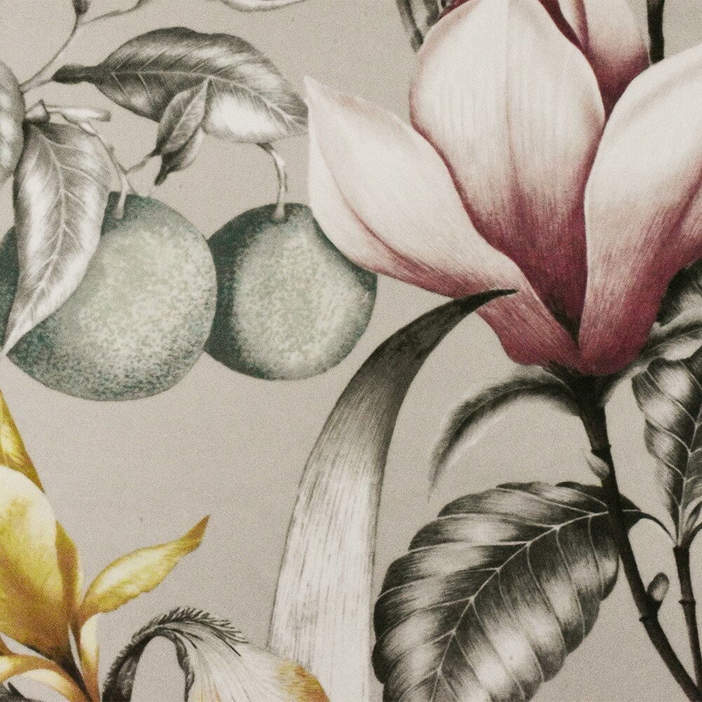 Khaki-Yellow-Multi Floral Printed Faux Suede Poly Home Decorating Fabric By the Yard