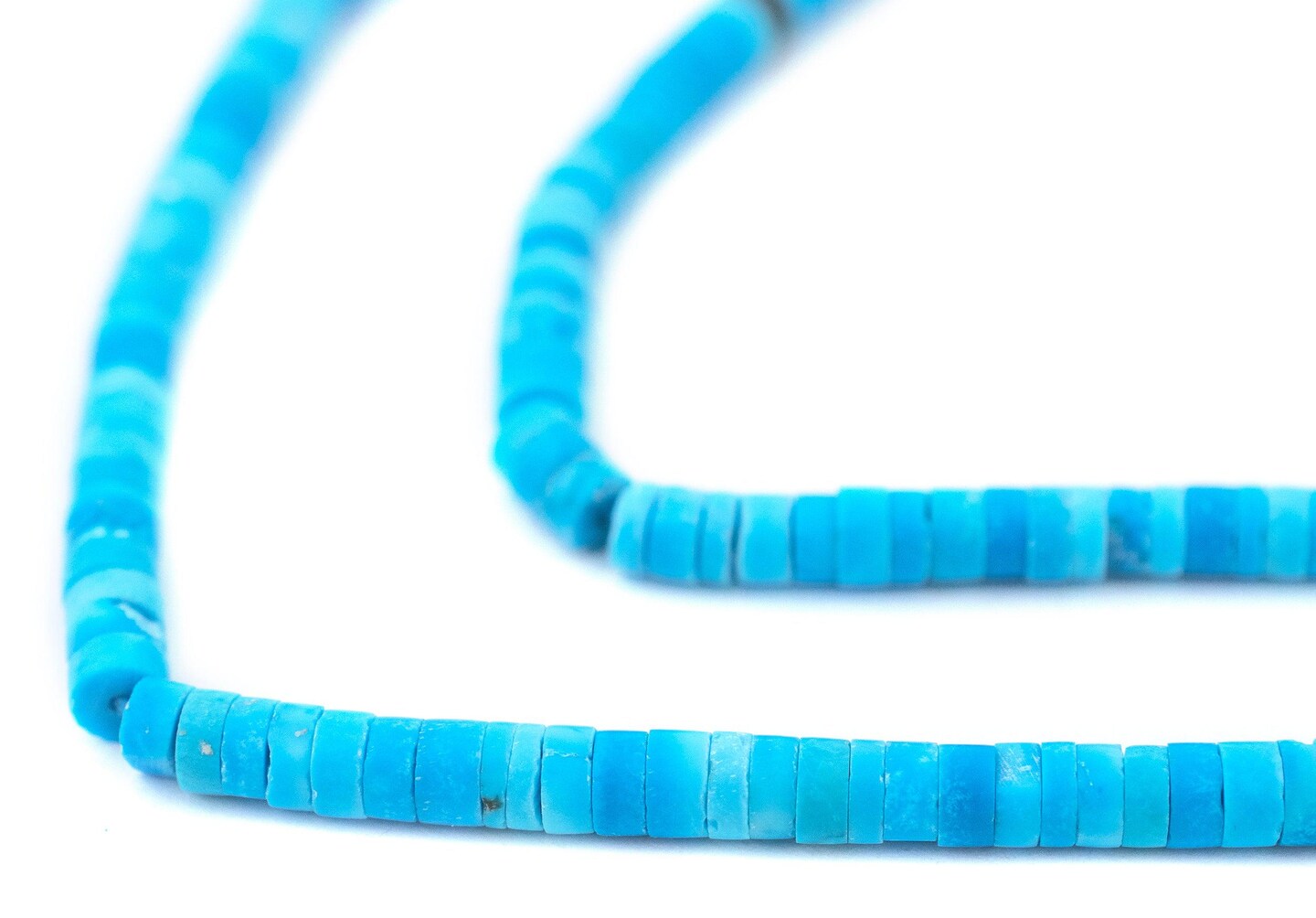 The Bead Chest Blue Turquoise Afghan Stone Cylinder Beads 4mm Afghanistan Gemstone 15 Inch Strand