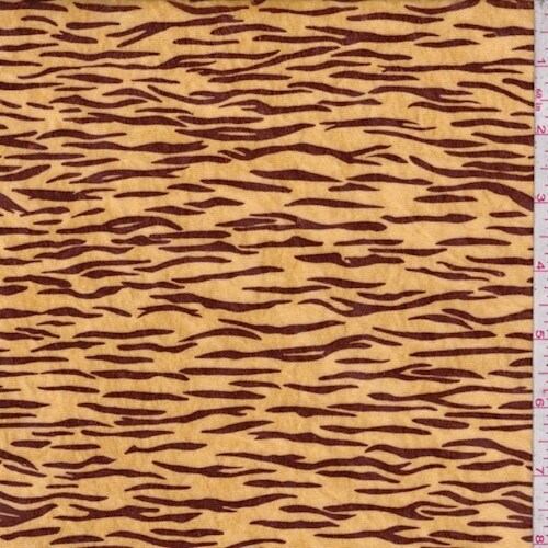 Golden Yellow/Brown Tiger Panne Velvet Knit Fabric By the Yard