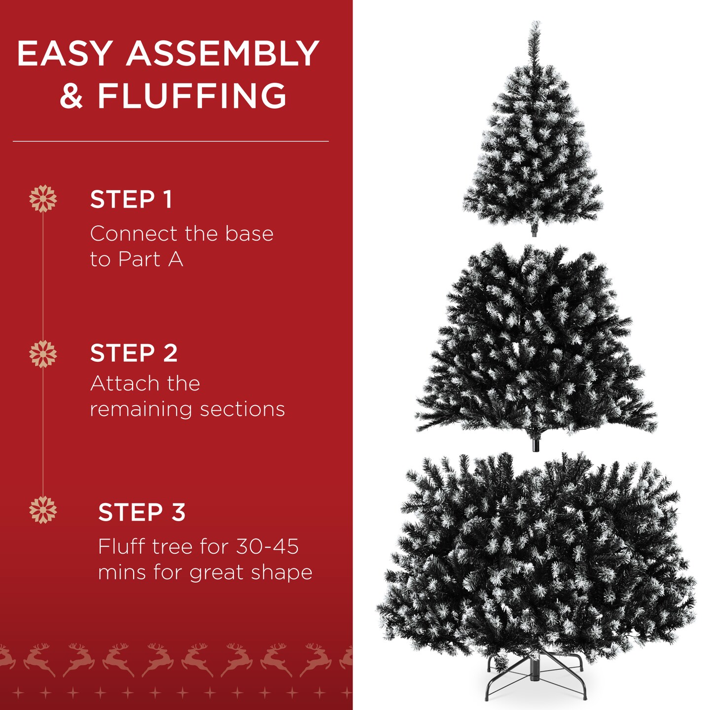 Best Choice Products Artificial Frosted Christmas Tree, Premium Unlit Spruce Design, Dense Branches – Black Spruce​