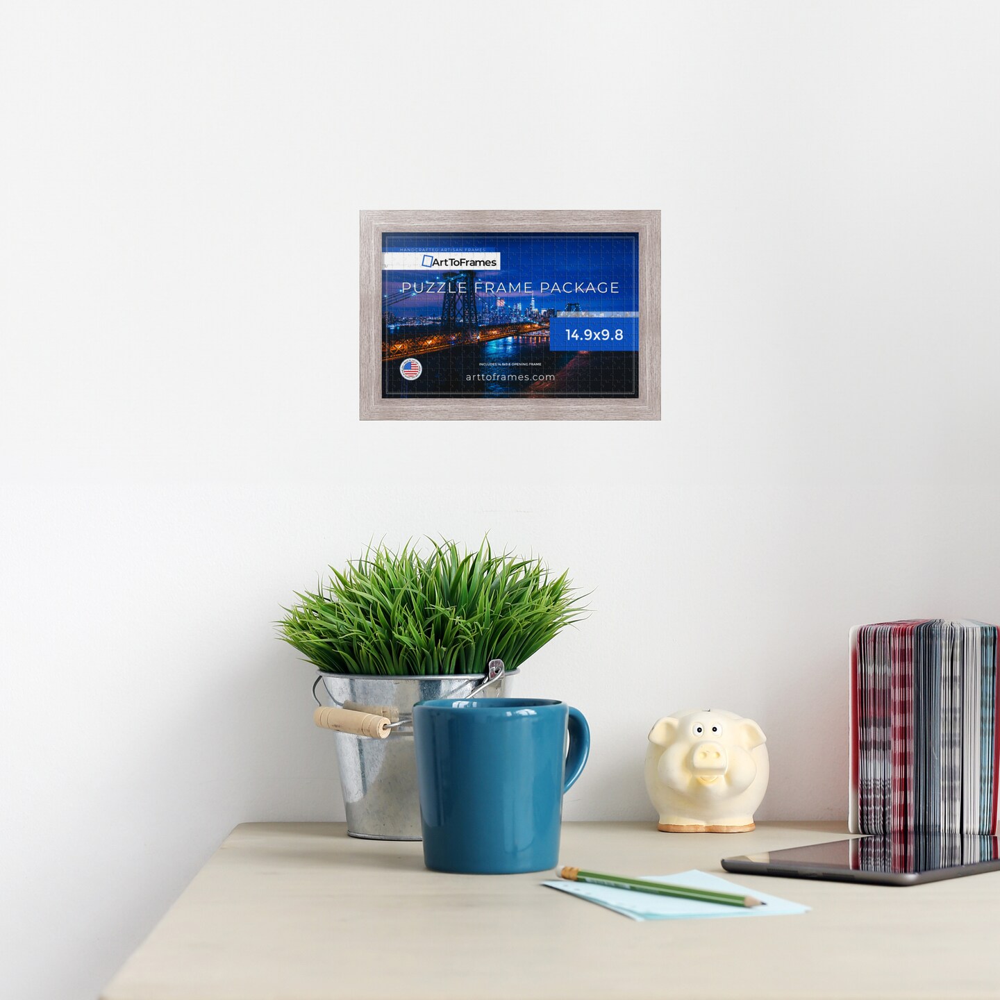 ArtToFrames 14.9x9.8 INCH / 38x25 CM Puzzle Frame for 100 piece Puzzles.This 1.25 Inch Custom MDF Frame for Puzzles Comes with Regular Glass, Available in Multiple Colors