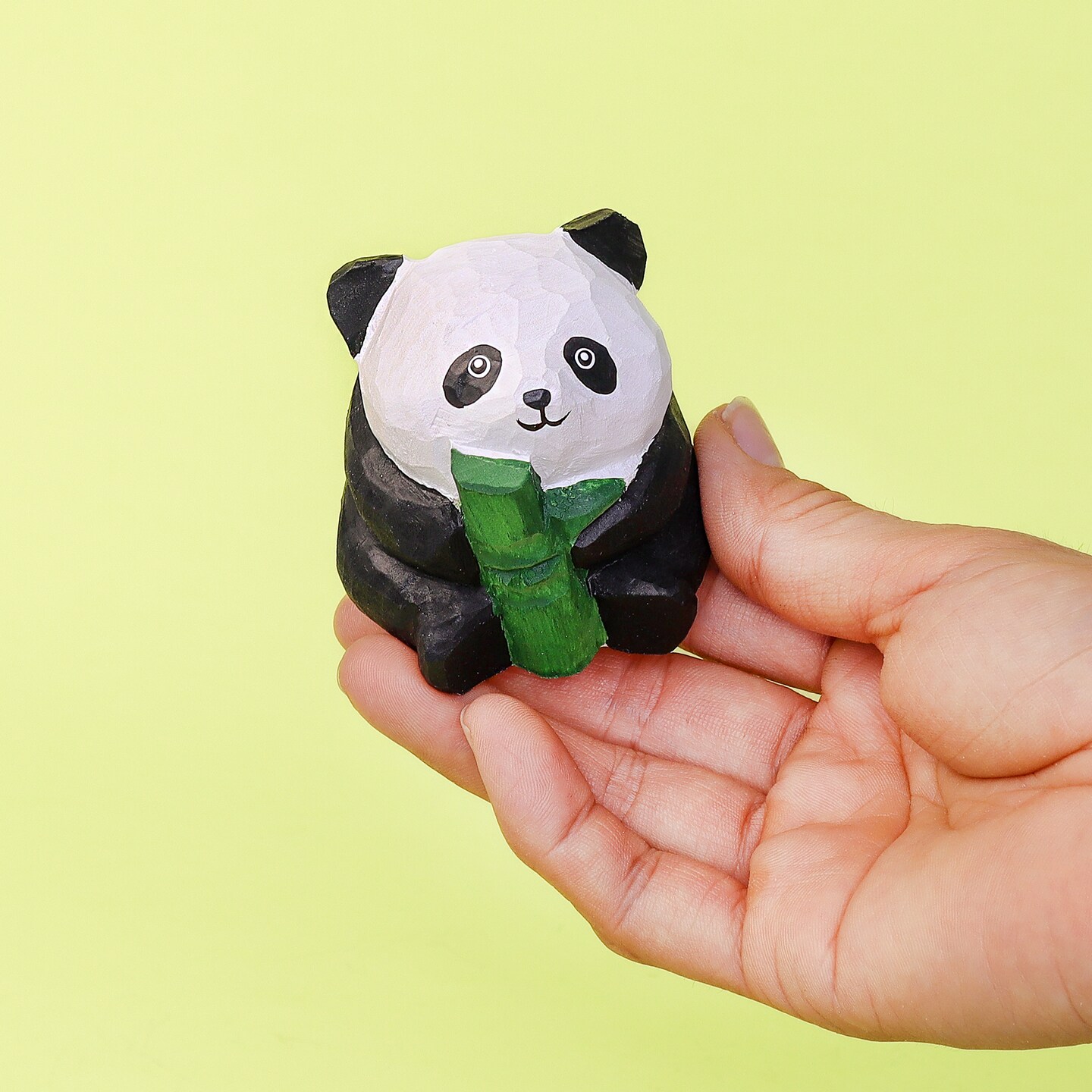 Hand-Carved Wooden Panda Figurine – Cute Handmade Decor with Mini