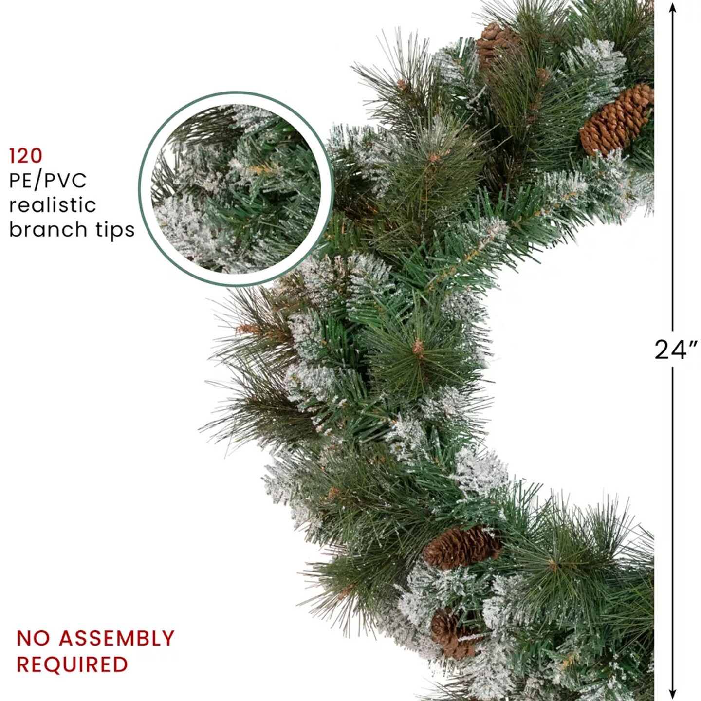 Northlight Real Touch Snow Valley Pine Artificial Christmas Wreath Unlit 24"