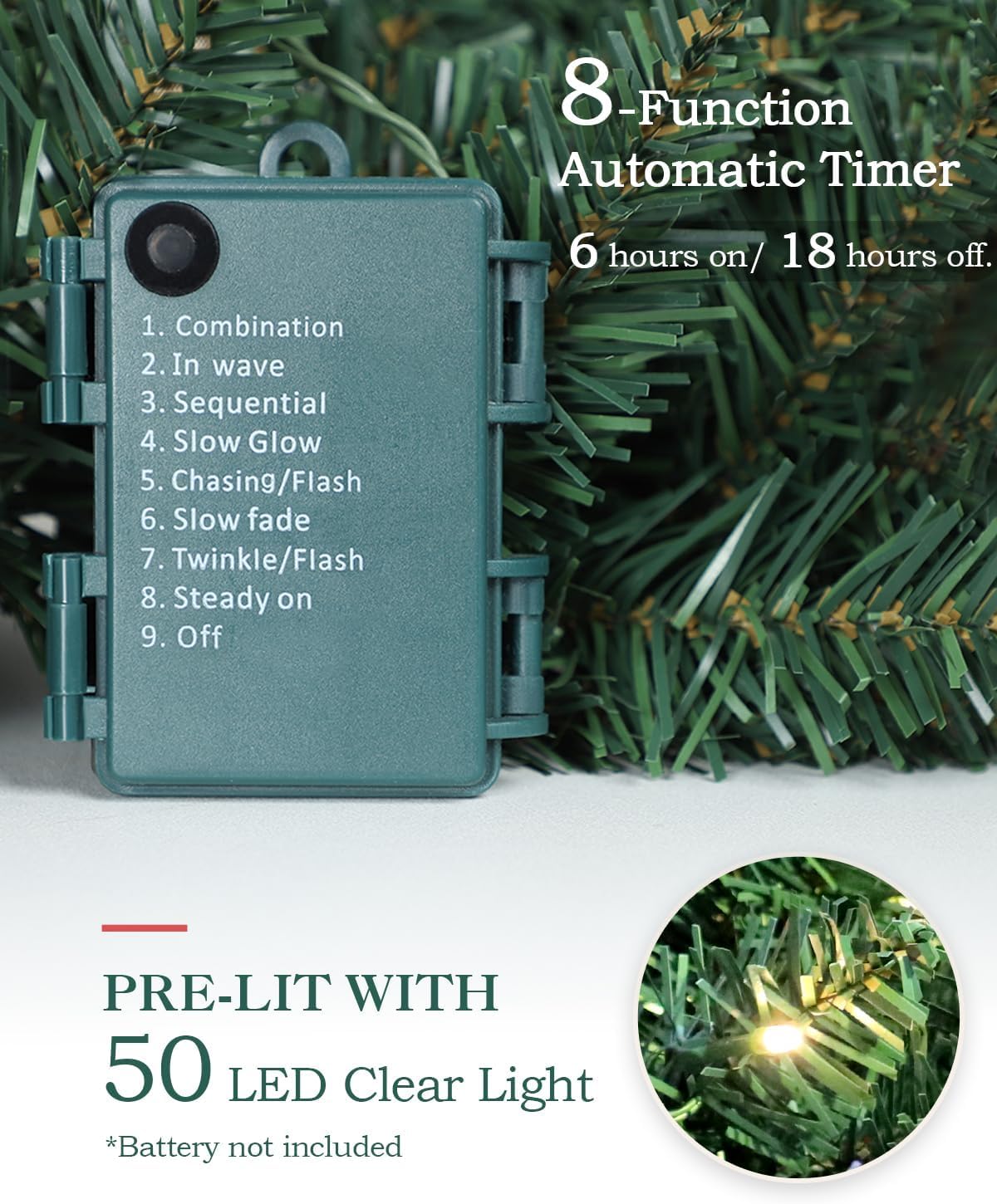 9FT Artificial Pine Christmas Garland for Mantle (Green)