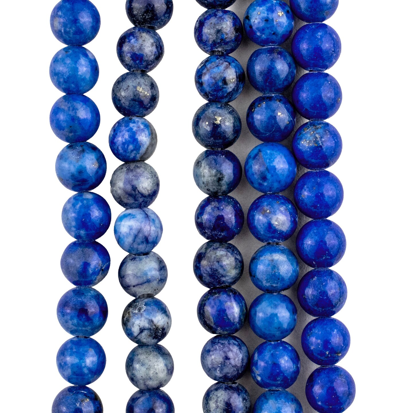 The Bead Chest Lapis Lazuli Round Beads: Mottled Design Gemstone Jewelry Supply, Full Strand, Various Sizes