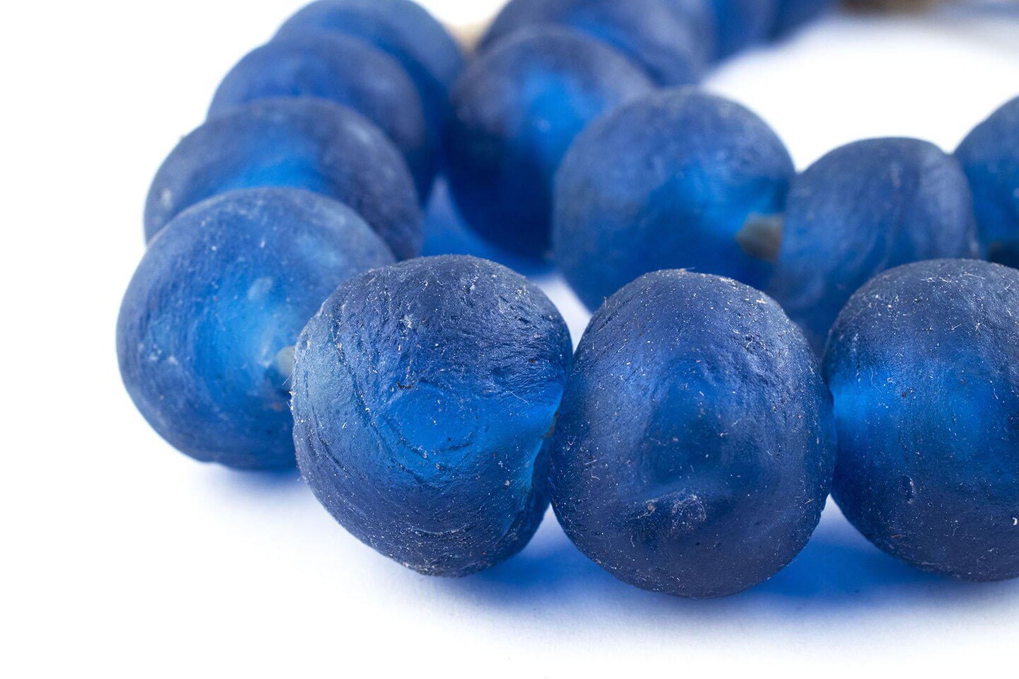 Jumbo Recycled Glass Beads, 21–25mm – African Sea Glass for Wall Hangings, Coffee Table Decor, Shelf Styling, and Home Accents – (Blue) – The Bead Chest