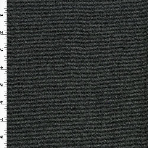 Black/Gray Wool Blend Stretch Twill Jacketing Fabric By the Yard