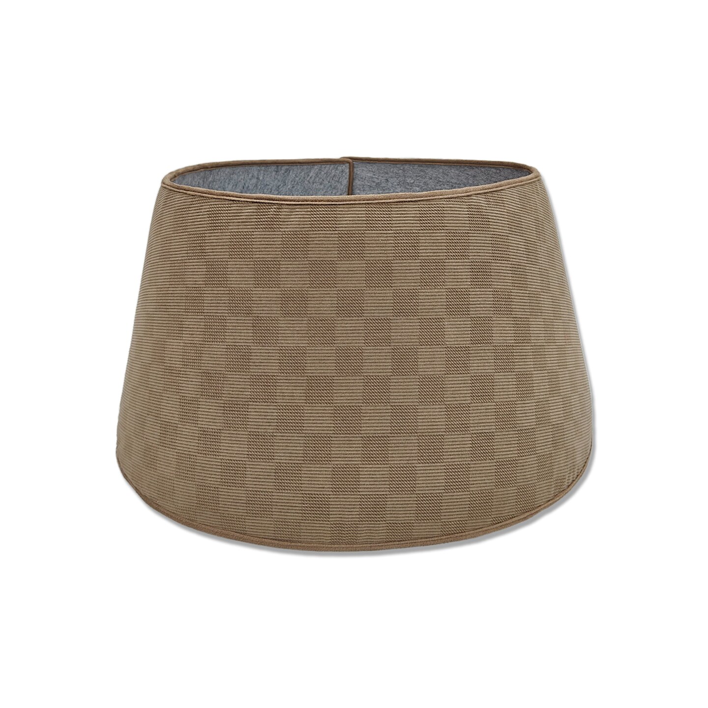 Brown Faux Suede Checkerboard Roll-Up Christmas Tree Collar - 26&#x22;