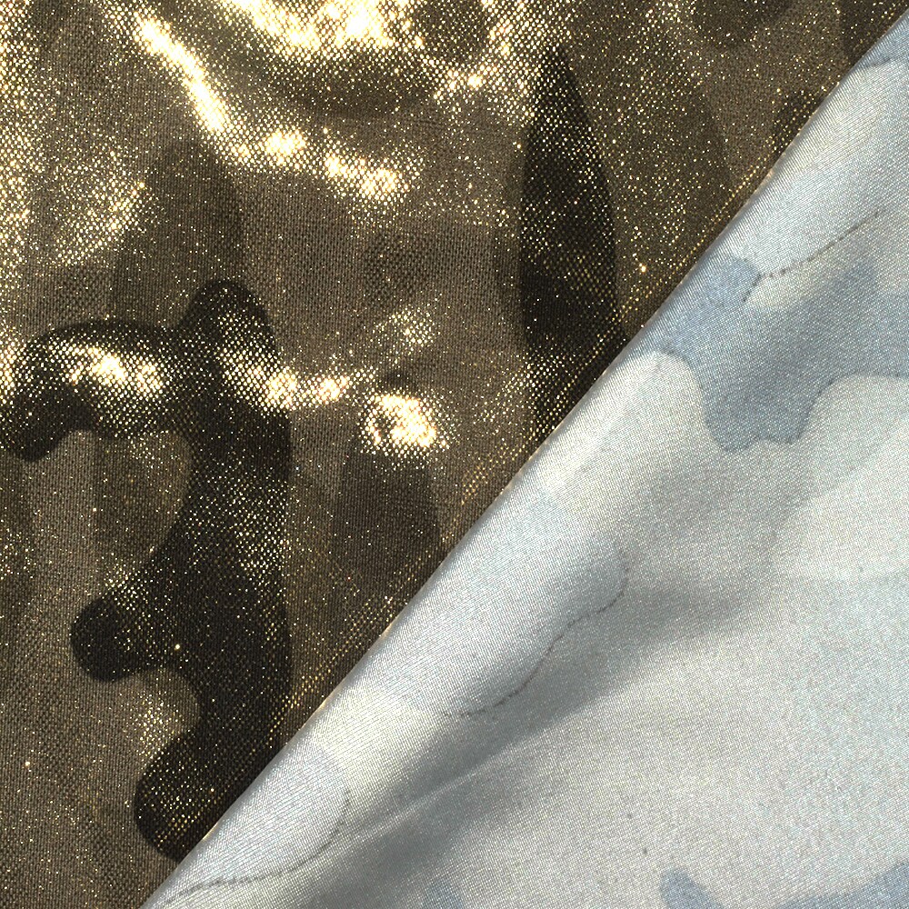 Gold-Multi Famous Maker Camouflage Printed Stretch Tricot Swimwear Fabric By the Yard