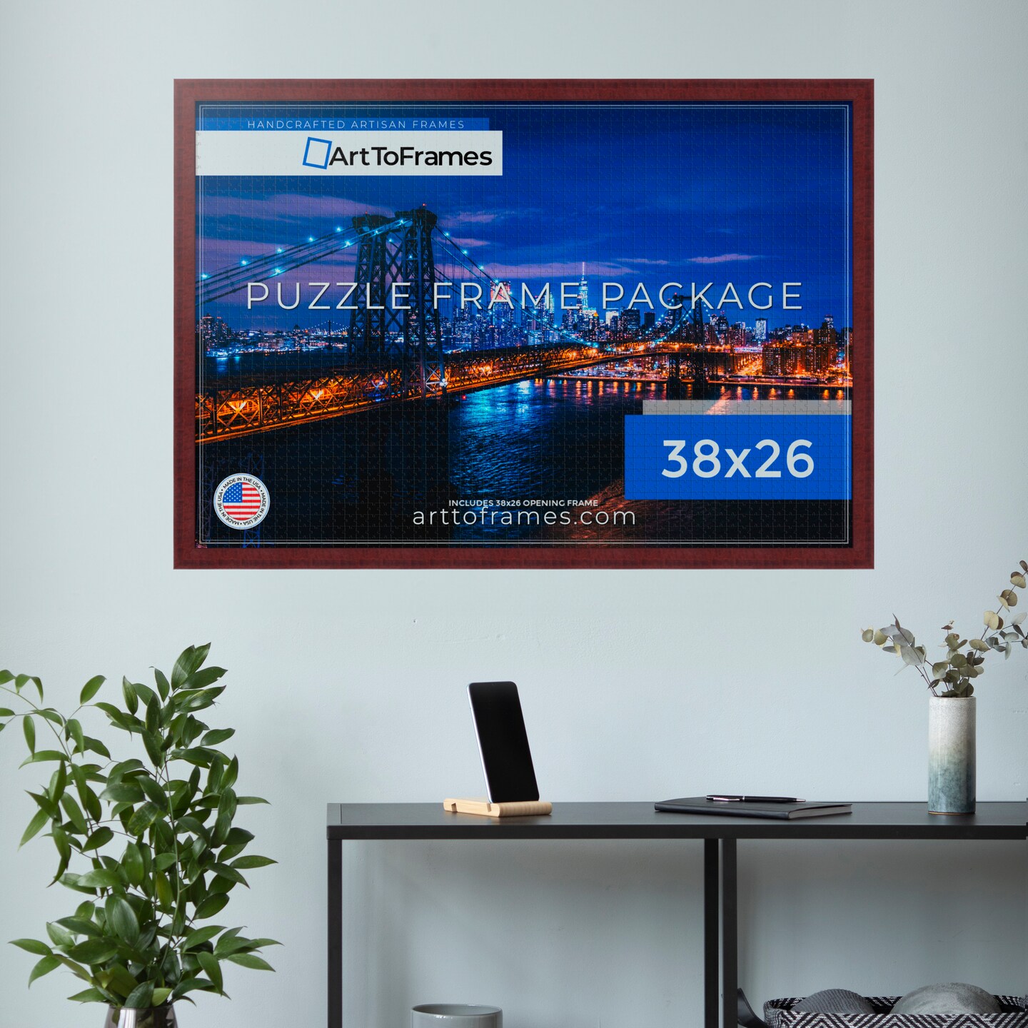 ArtToFrames 38x26 INCH / 97x66 CM Puzzle Frame for 2000 piece Puzzles.This 1.25 Inch Custom MDF Frame for Puzzles Comes with Economy Acrylic, Available in Multiple Colors