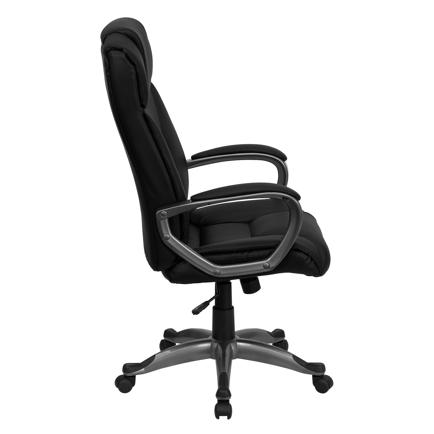 Emma and Oliver High Back Leather Executive Swivel Office Chair with Lip Edge Base and Arms