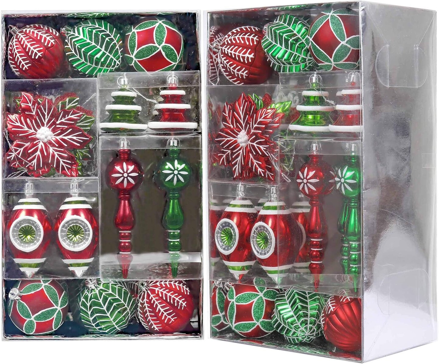 50ct Shatterproof Ball Ornaments Christmas (Red, Green, White) - 16.54 x 6.3 x 9.45 inches