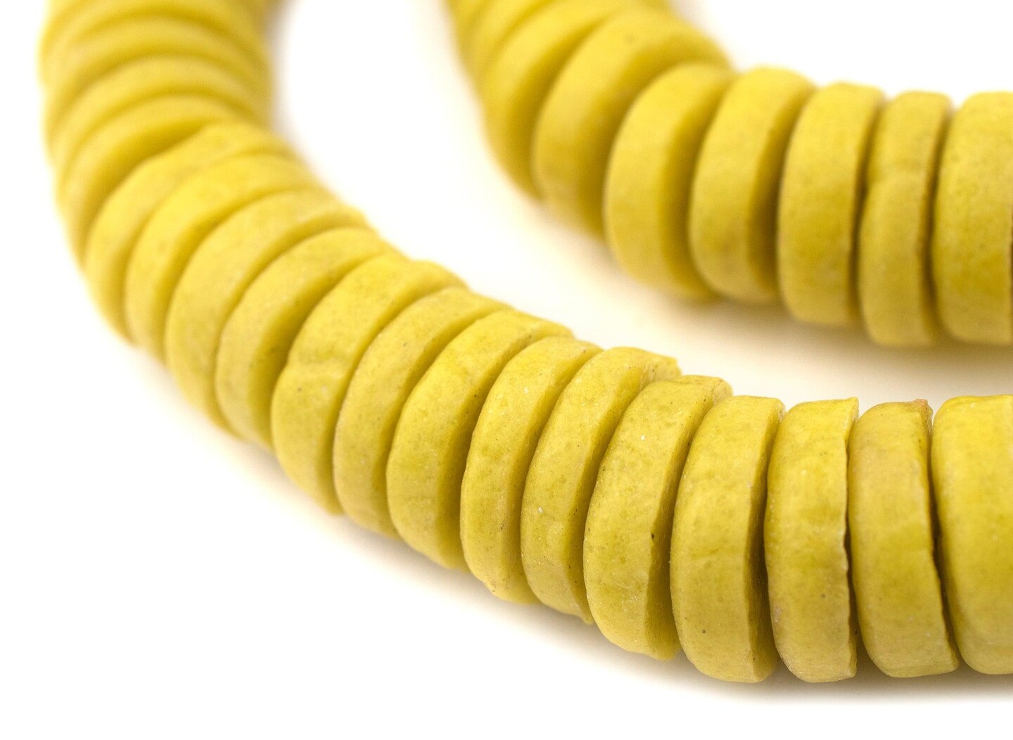 The Bead Chest Yellow Ashanti Glass Disk Beads (20mm)
