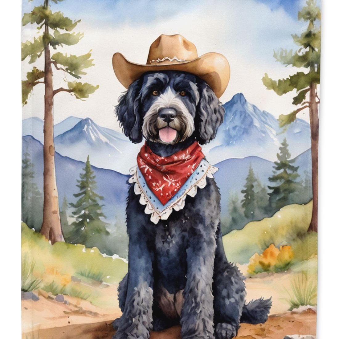 Edge Collections - 28" X 40" - Multicolor - Portuguese Water Dog Cowboy Welcome - 1 Piece