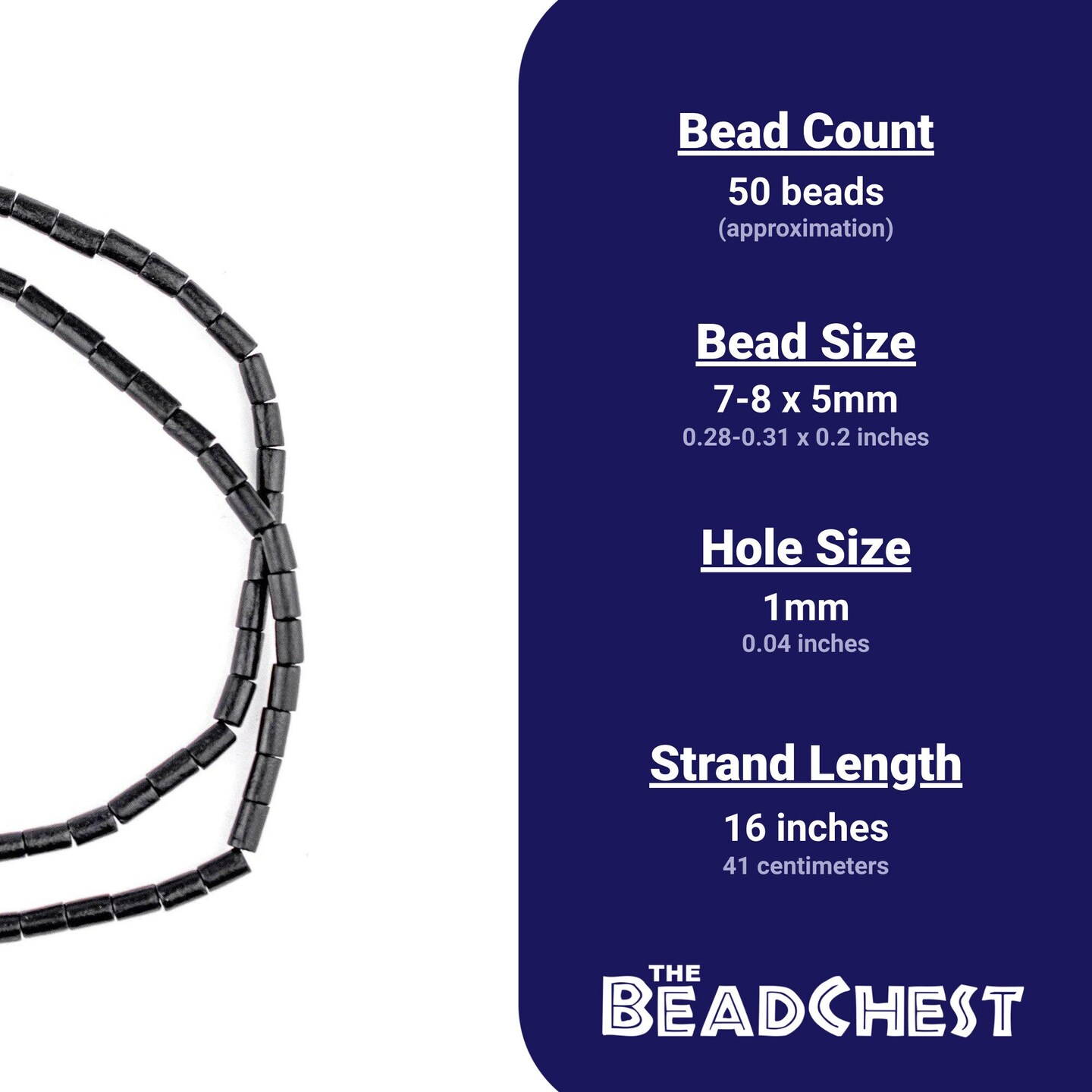 The Bead Chest Black Tube Natural Wood Beads (7x5mm): Organic Eco-Friendly Wooden Bead Strand for DIY Jewelry, Crafts, Necklace and Bracelet Making