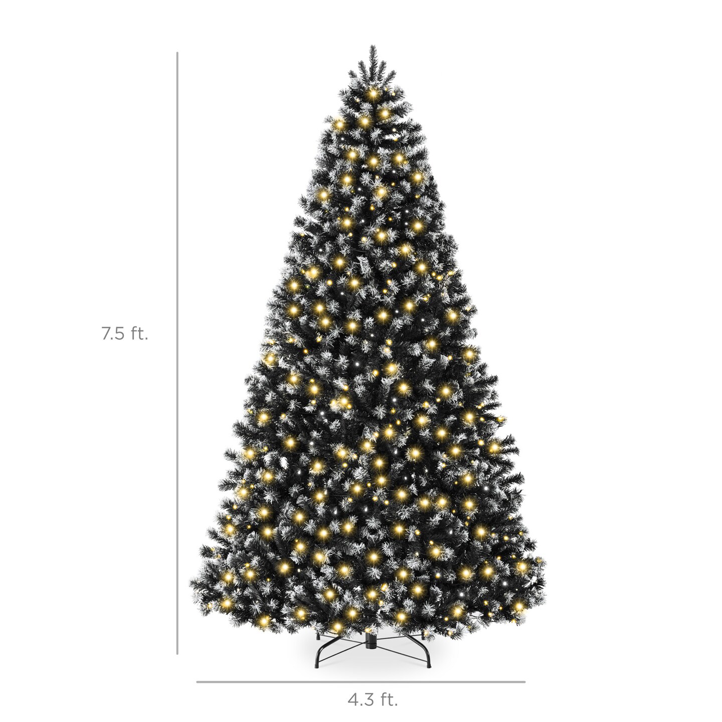 Best Choice Products Artificial Frosted Christmas Tree, Premium Pre-Lit Spruce Design, Dense Branches – Black Spruce