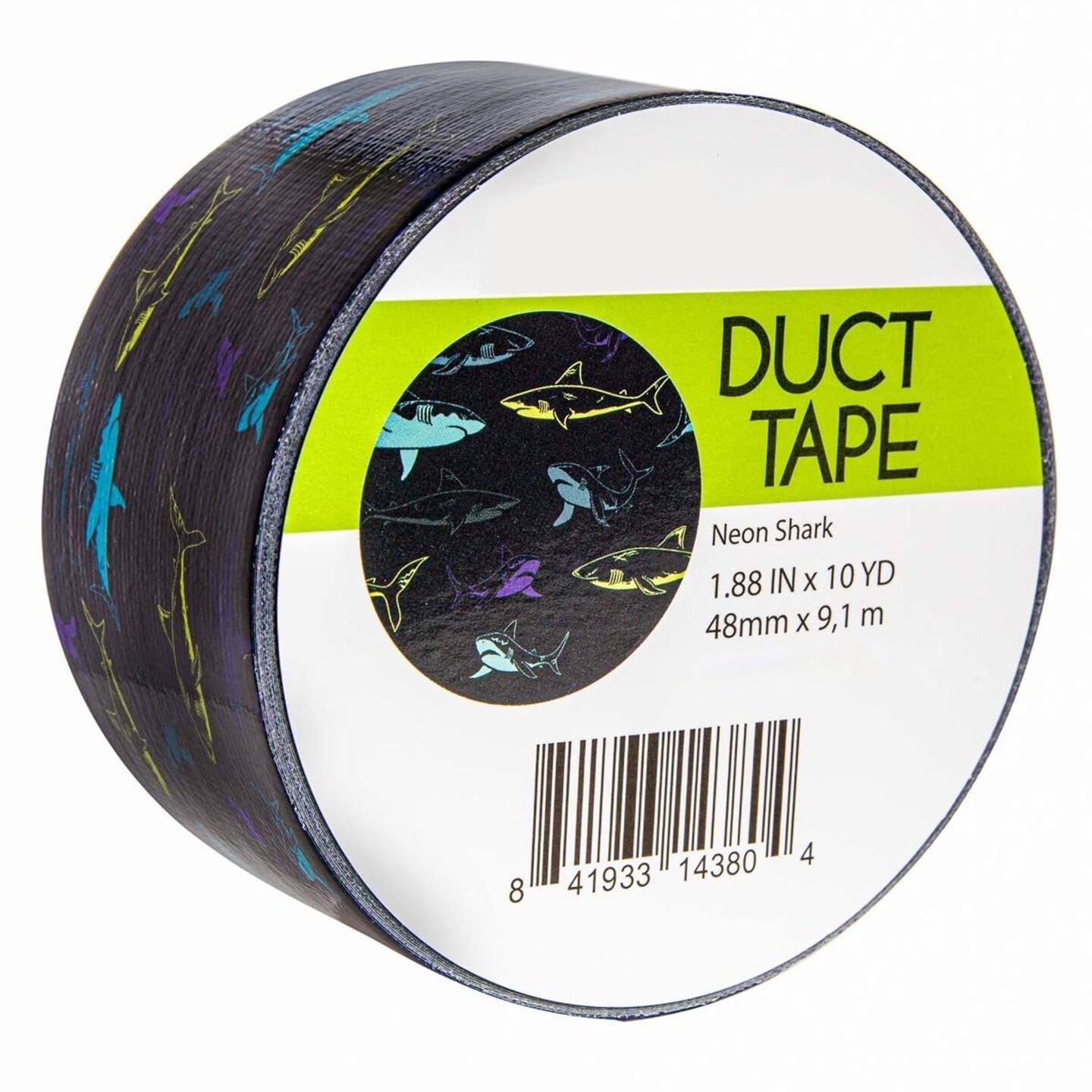 Simply Genius Waterproof Tape - 1.88 in x 10 yd, Neon Shark, 1 Pack - Decorative & Colorful Duct Tape for Crafts & Repair with Strong Adhesive