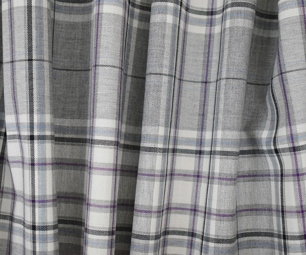 Gray-Purple-Multi Wool Polyester Plaid Woven Shirting Fabric By the Yard