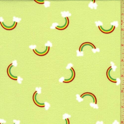Neon Green Rainbow Double Brushed Jersey Knit Fabric By the Yard