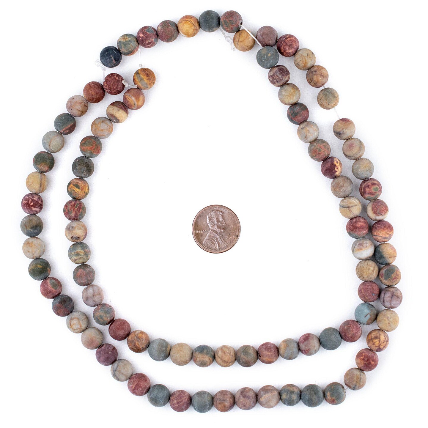 The Bead Chest Matte Round Creek Jasper Beads (8mm): Organic Gemstone Round Spherical Energy Stone Healing Power Crystal for Jewelry Bracelet Mala Necklace Making
