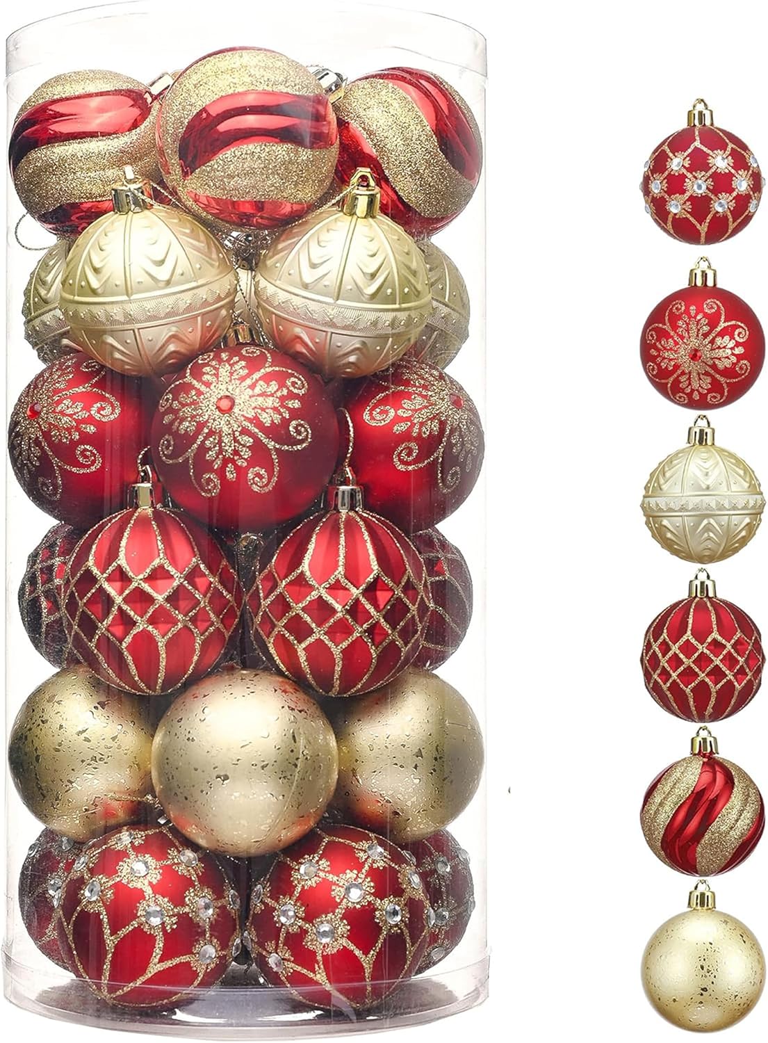 30ct 2 Inches Red and Gold Shatterproof Christmas Tree Decorations Ball ...