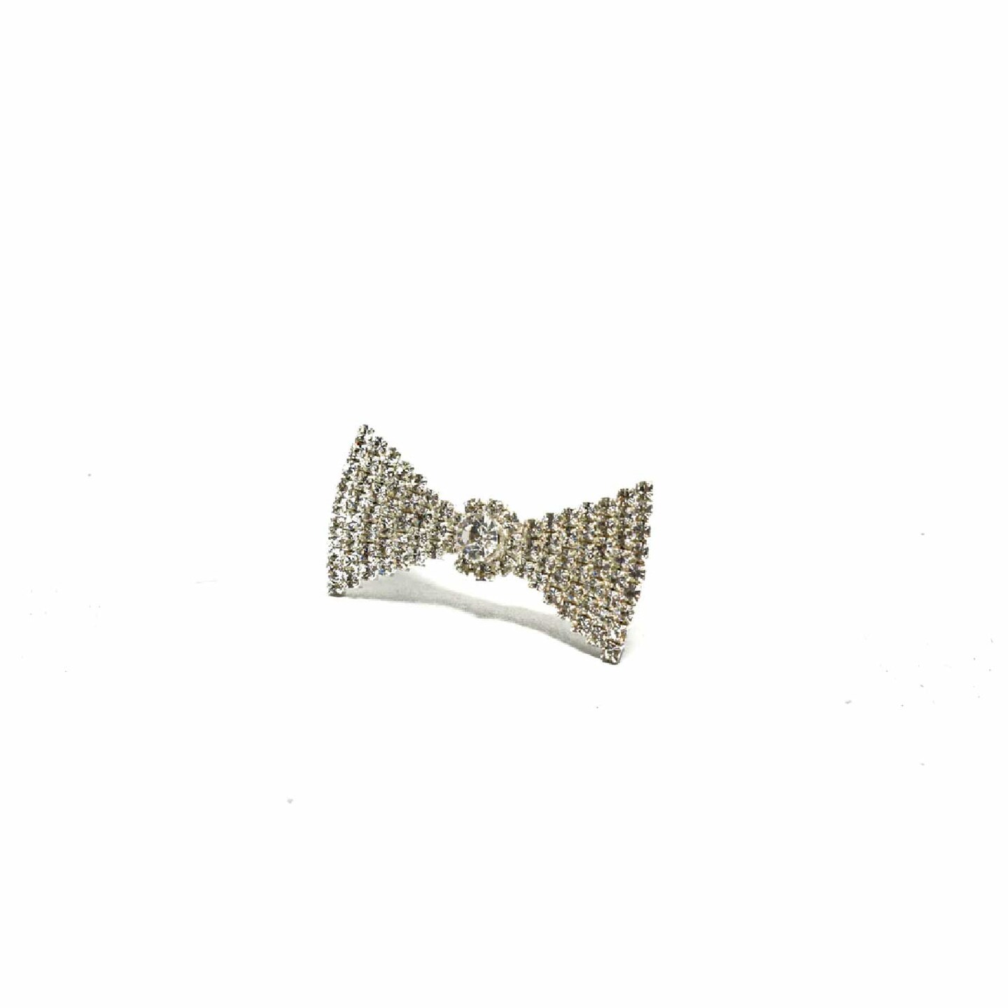 Crystal Rhinestone Triangular Bow Brooch Pin For Bridal DIY Crafts 2 Inch X 1 Inch