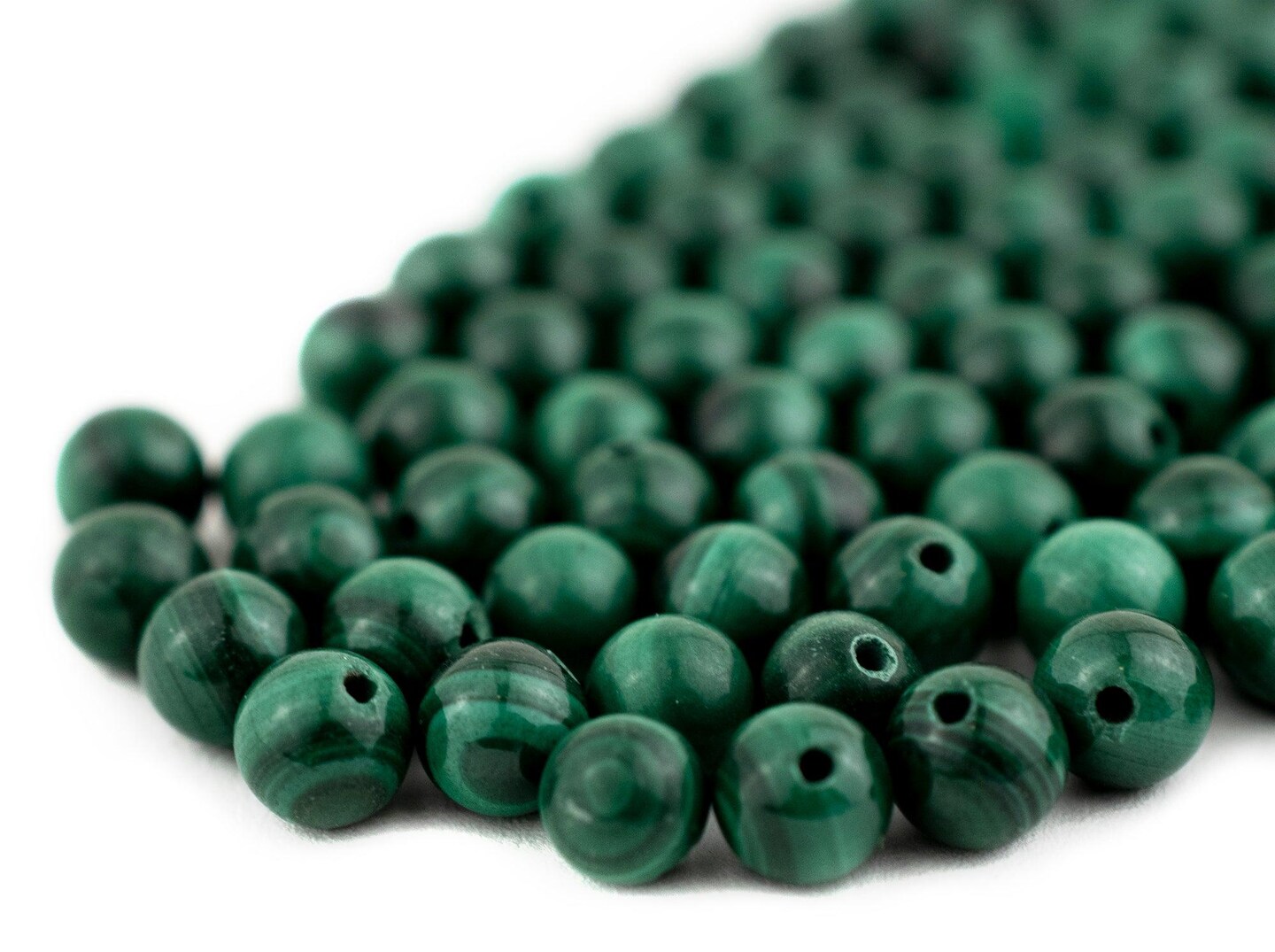 The Bead Chest Round Malachite Beads (6mm, Set of 90)