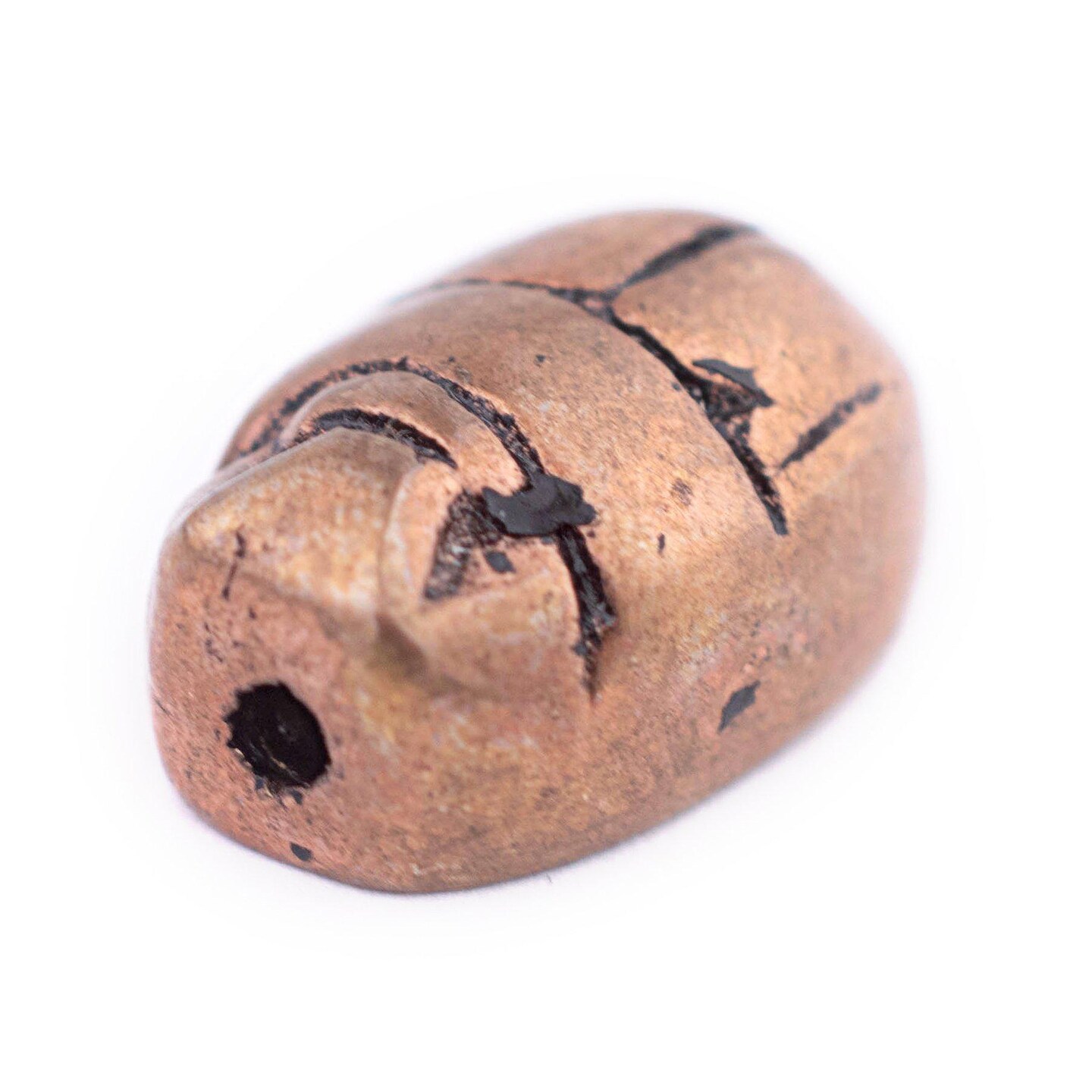 The Bead Chest Pharaonic Copper Scarab Bead 20x14mm Middle East Unusual Large Hole